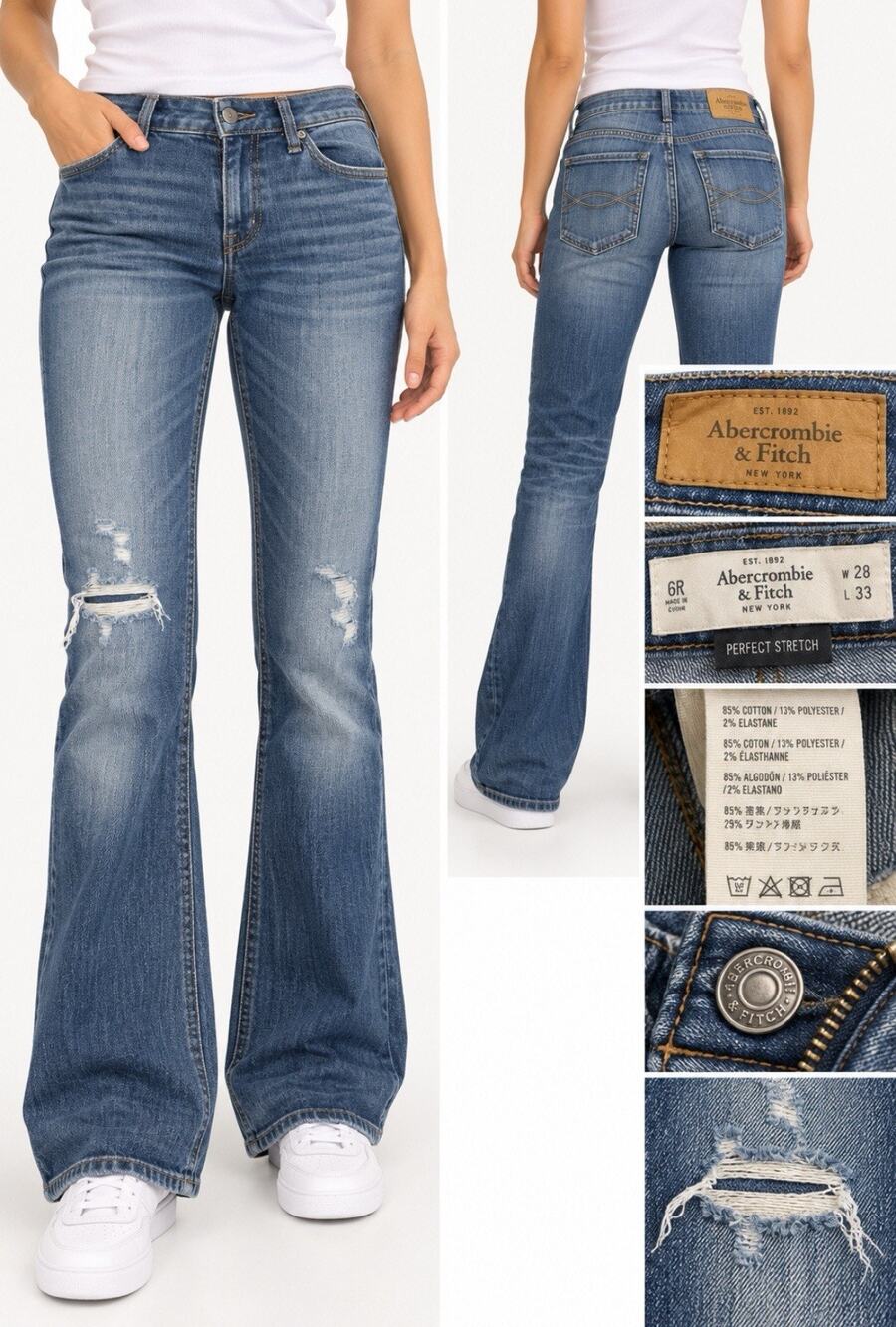 Y2K Indie Sleaze Abercrombie & Fitch Madison Bootcut Jeans Size 6/28 Medium Wash